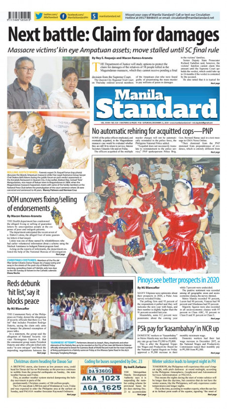 Manila Standard 2019 December 21 Saturday By Standard